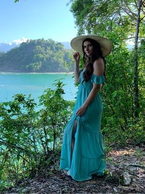 Hummingbird Aqua Pinstripe Sleeveless Dress